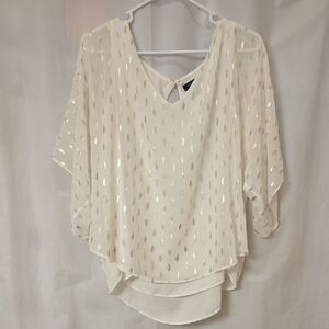 White House Black Market Blouse with Gold Foil Detail